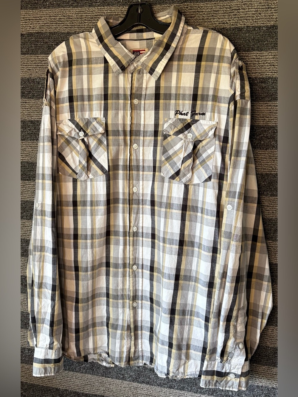 Vintage Y2K Phat Farm Plaid Button-Down Shirt Men’s 3XL EUC